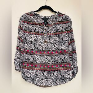 Investments Sheer Three-Button Top, Small, NWOT